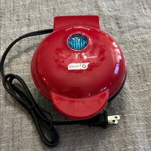 Dash Red heart Mini Waffle Maker; used